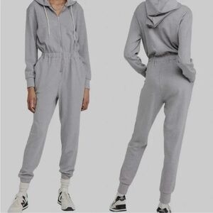 WeWoreWhat Grey Sweat Suit Jumpsuit SP Cozy Winter Athleisure Casual Warm